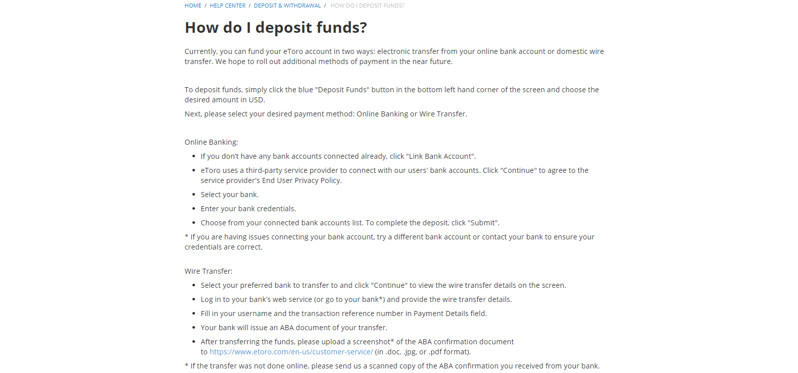 eToro USA Review deposit and withdrawal options eToro USA Review deposit and withdrawal options